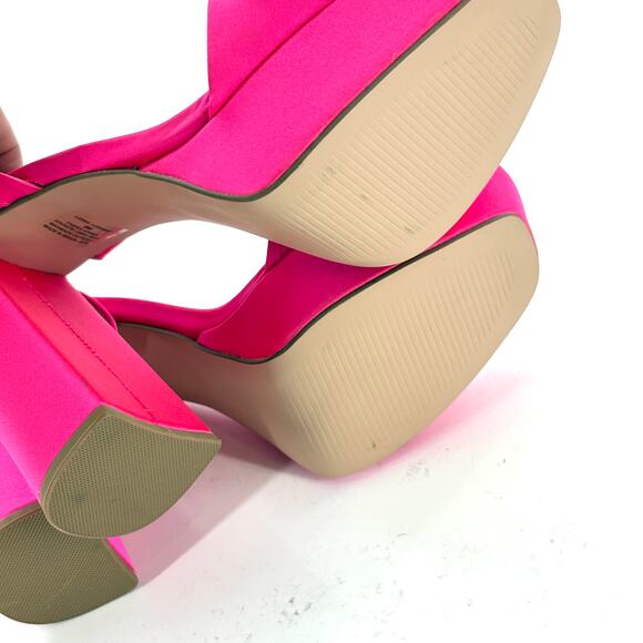 Steve Madden Lessa Platform Heels 9 NWOT Sandals Pink Satin Glam Cocktail Formal - Picture 3 of 6
